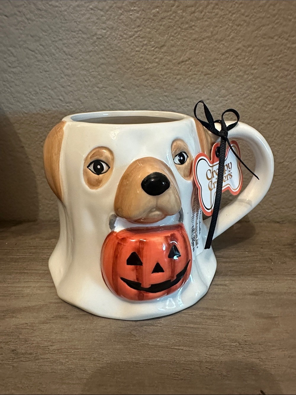 Creepy Critters Dog Halloween Mug With Pumpkin